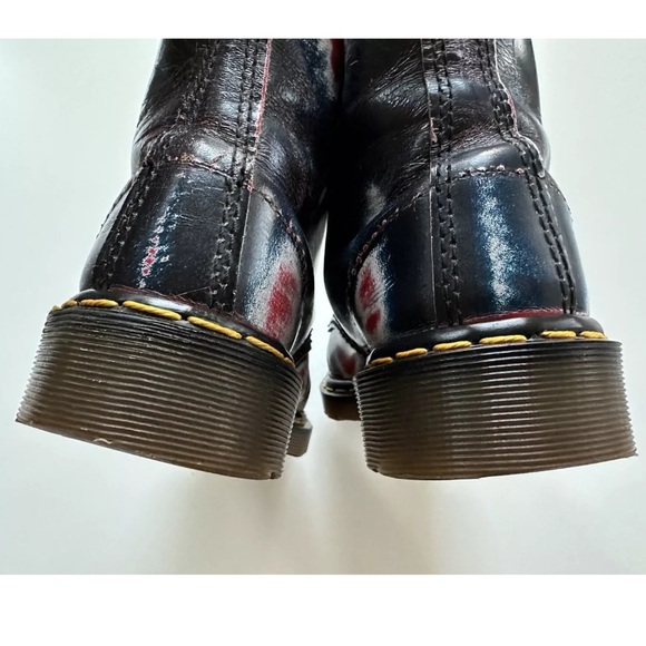 Vintage 90s Dr Martens Red & Blue Rub Off Combat Punk Boots Size 5 UK ENGLAND - Picture 6 of 11
